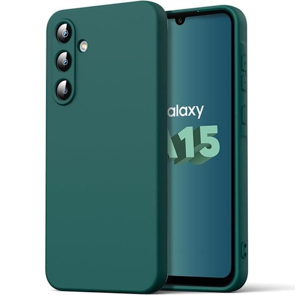 Fodral till Samsung Galaxy A15 4G-5G - Flytande silikon Skyddande Slim Anti-Scratch Midnight Green Nattgrönt