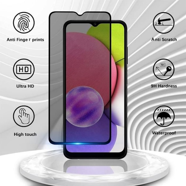 3 Anti-Spy Tempered Glasögon för Samsung Galaxy A02s - BOOLING - Stötsäkert skydd - Svart Svart