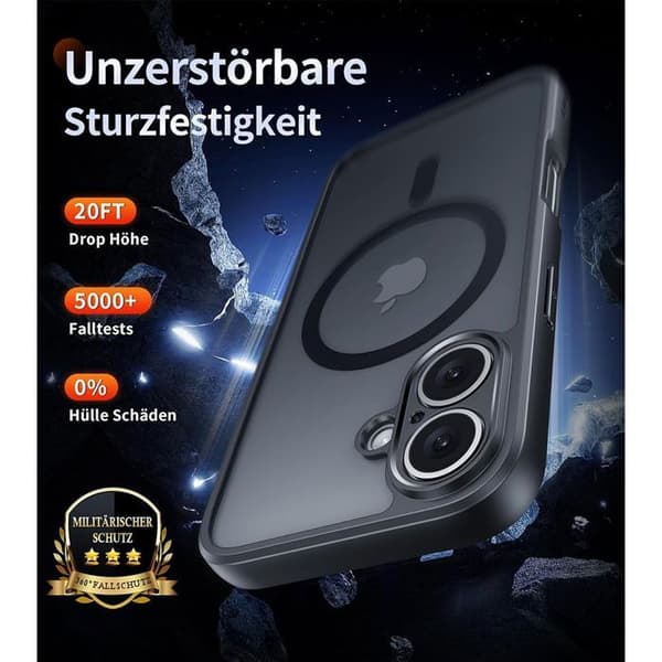 Skyddsfodral - BOOLING - iPhone 16 - Magnetring - 2 Glas - Svart Svart