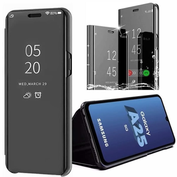 Skyddsskal - Samsung - Galaxy A25 5G - Stötsäkert - Spegeleffekt - Smart Case Svart