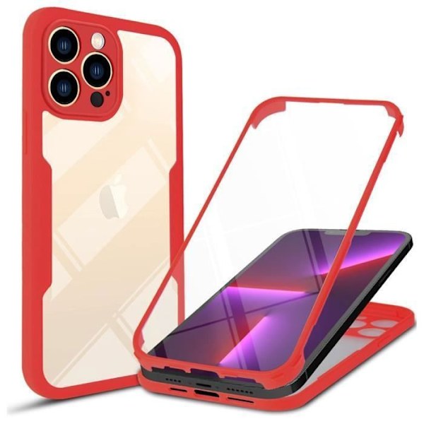 Heltäckande skyddsskal - PROSHOP - iPhone 13 Pro Max - TPU Röd - 360 grader - Semihård Transparent