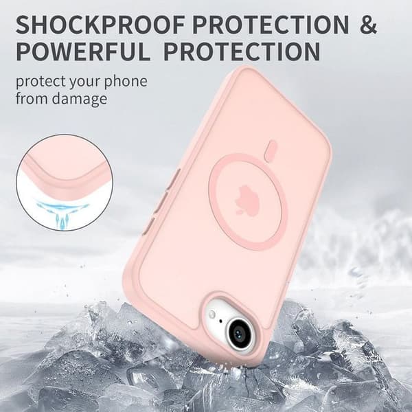 Coque för iPhone 16e - BOOLING - Hård skydd - Rosé - 2 Härdade glas - Stötsäker Rosa
