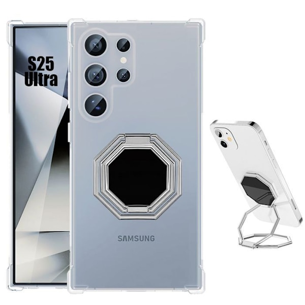 Coque för Samsung Galaxy S25 Ultra, Skydd med Justerbart Oktogonalt Stöd - BOOLING® Transparent