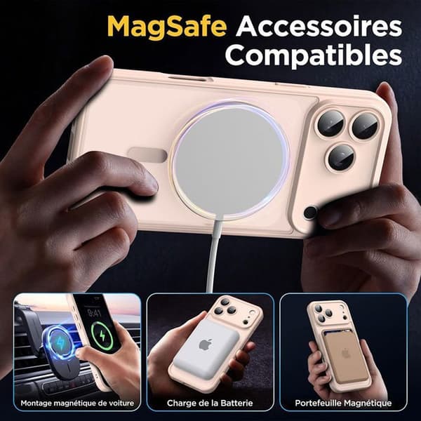 Skal + 2 Doppade Glas för iPhone 18 Pro Max, med Magnetring - Rosa Ros