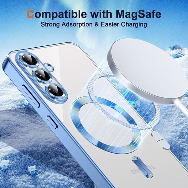 Skyddsfodral för Samsung Galaxy S26 FE, Silikon med Magnetisk Ring - Blå Kromeffekt Blå