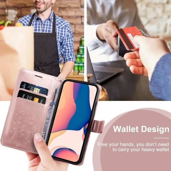 Fodral för Samsung Galaxy S22, Elegant Flip Fodral i rosa fjärilsmönster i syntetiskt läder