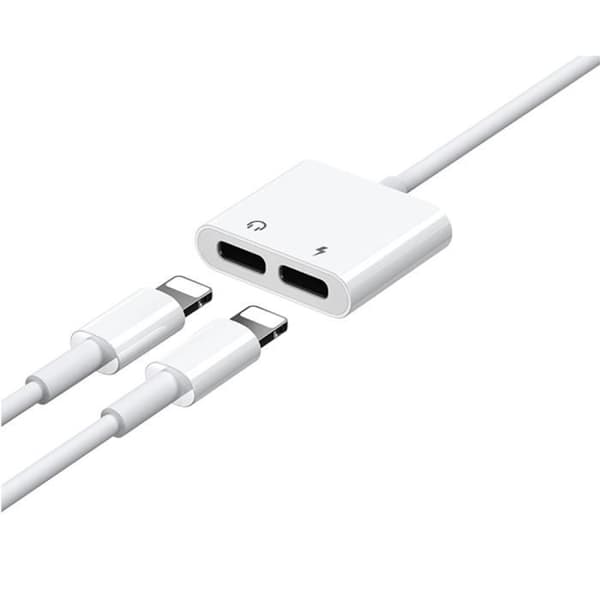 Dubbel Lightning Audio-adapter - Lightning - S-Y104 - Vit - För iPhone - Lightning-kontakt
