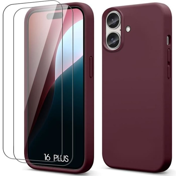 Skyddande skal - BOOLING - iPhone 16 Plus - Mjuk Silikon - Stötabsorberande - Rep-resistant Bordeaux