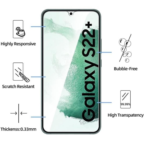 Skyddsfilm - NEW'C - Samsung Galaxy S22 Plus - Set med 3 - Anti-skrapa - Ultrabeständig - 0,26 mm -