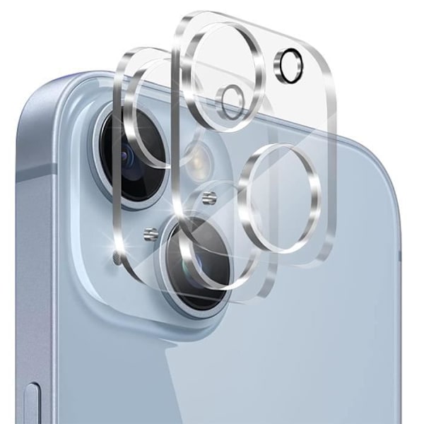 Silikonfodral för iPhone 15 Stötsäker + 2 fönster i härdat glas och 2 bakre kameraskydd