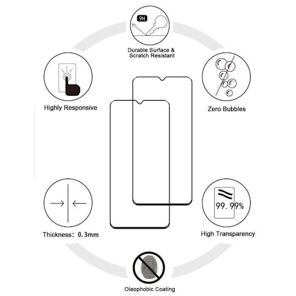 MMlife För Samsung Galaxy A02S Fodral och härdat glas [2 st], Dual Layer Anti-Scratch Hårt Ultra Tunt Fodral, Svart