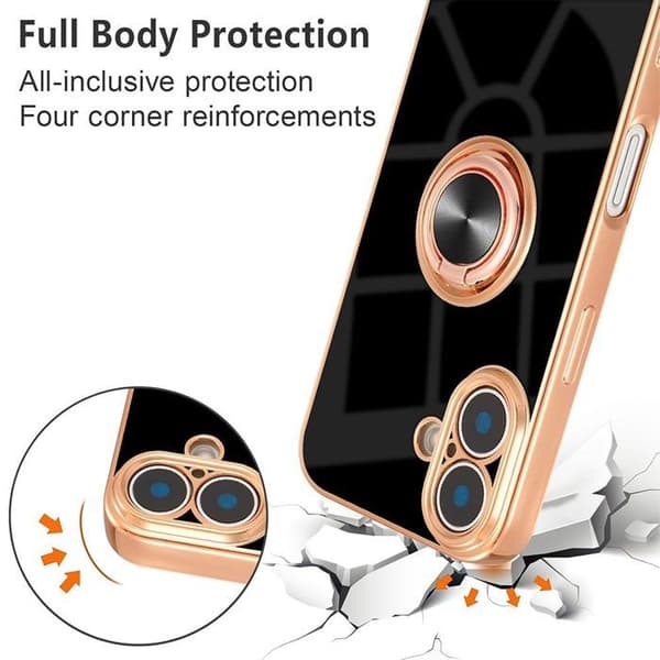 Skyddsskal - BOOLING - iPhone 17 - Stötsäker - Rep-resistant - Rotationsring Svart