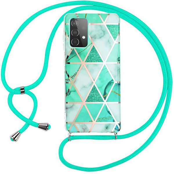Crossbody-fodral till Samsung Galaxy A32 5G Stötsäkert skydd Marmormönster Turkos Turkos