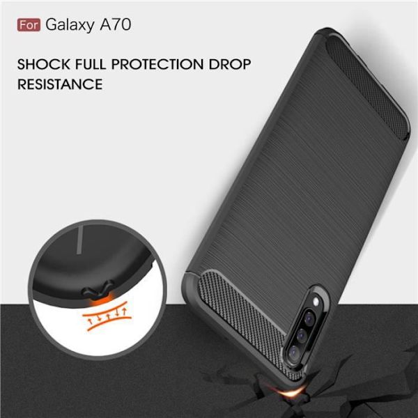 Fodral kompatibelt för Samsung Galaxy A70, Silikon Anti-Scratch Fodral Kolfiber Skyddsskal - Röd