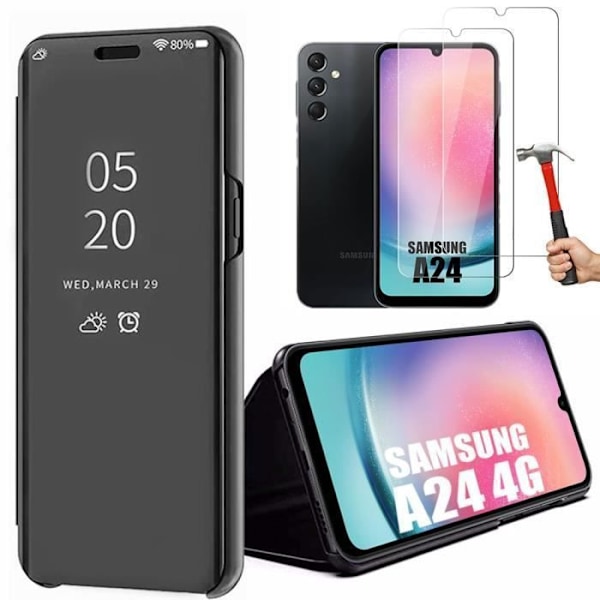 Speglad stötsäker hårt skyddsfodral till Samsung Galaxy A24 - BOOLING - Svart Svart