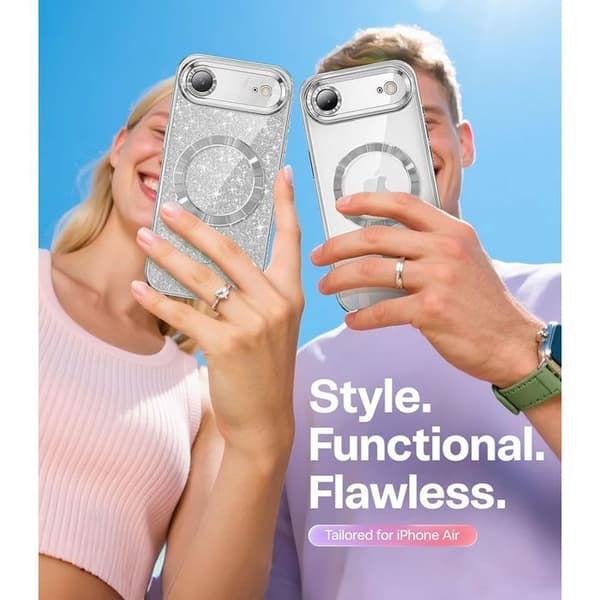 Skyddsskal - BOOLING - för iPhone Air - Mjuk silikon med magnetring - Silver Silver