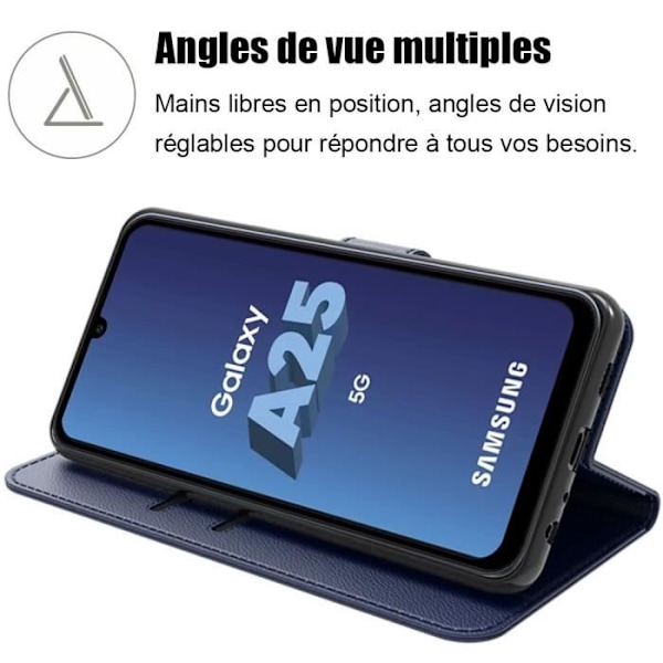 Skyddande fodral - Samsung - Galaxy A25 5G - Stöttålig - PU-läder - Fickor för kort marinblå