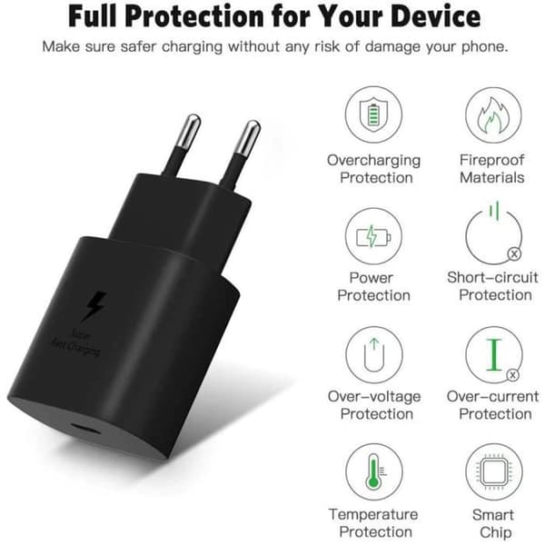 USB-C-laddare 25W - e.f.connection - Kompatibel med Note 14/pro plus /Note 13/12 - Kabel 1M - Grå Nylon - Snabb Grå