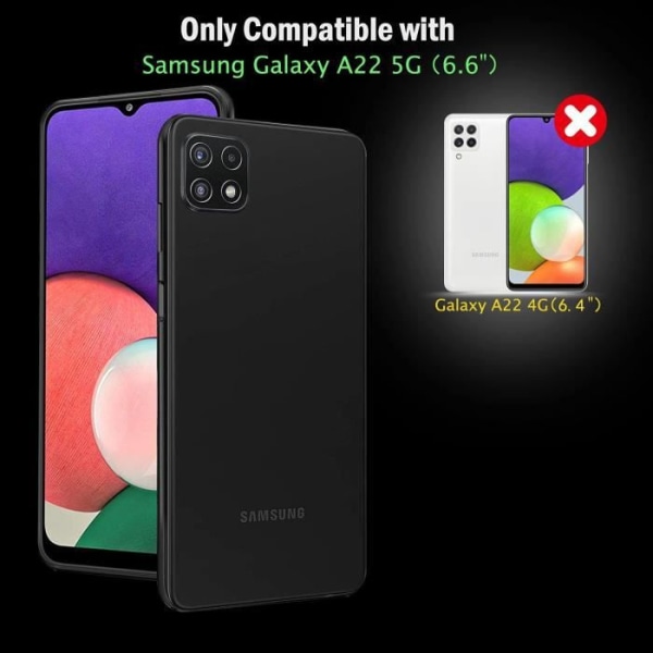 Coque - Luxe - Samsung Galaxy A22 5G - Full Protection - Mjuk - Syntetiskt läder PU Svart