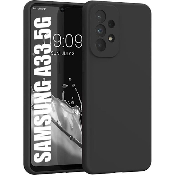 Skyddsfodral för Samsung Galaxy A33 5G - BOOLING - Flytande silikon - Stötsäker - Smal - Svart Svart