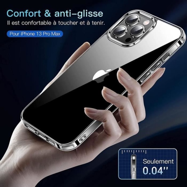 Etui + 2 briller til iPhone 14 Pro Max (6,7") Silikone Transparent Premium blød stødsikker Transparent