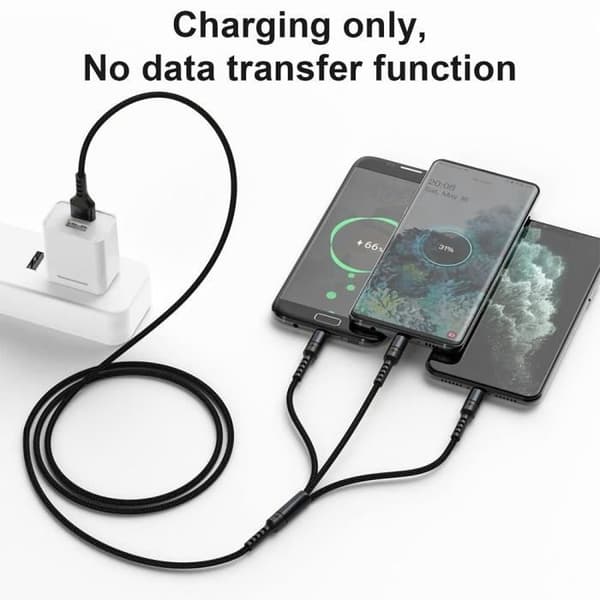 3 i 1 multifunktions USB-kabel för Xiaomi Redmi Note 12 Pro - E.F.CONNECTION - Svart Svart