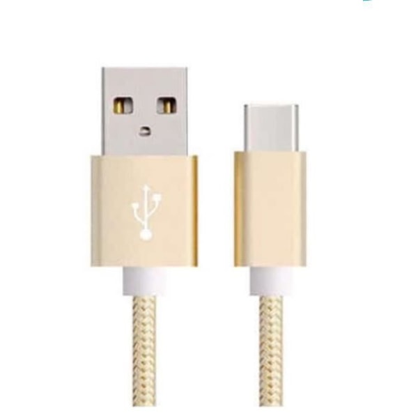 USB-C-kabel för OnePlus 8 -OnePlus 8 Pro-OnePlus 8T -OnePlus Nord N10 5G - Guldnylon 1 meter - Yuan Yuan