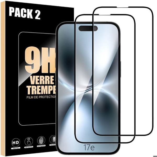 2 Helglas för iPhone 17 - Stötsäker skyddsglas med svart kant Transparent