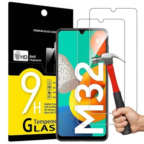 2-pack härdat glas för Samsung M32 (6,4") skärmskydd 9H hårdhet anti-skrapa Transparent