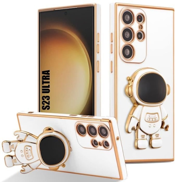 Skyddsfodral - Samsung - Galaxy S23 Ultra - Flexibel TPU - Justerbart Stöd - Astronaut Vit
