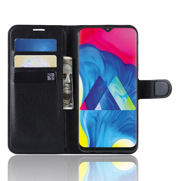 Fodral Cover Coque För Samsung Galaxy M10/A10 Black Wallet PU Läder Flip Fodral Cover svart