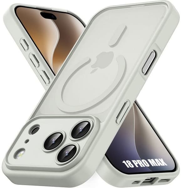 Fodral för iPhone 18 Pro Max, Stötabsorberande skydd med magnetring och kameralins - Grå Grå