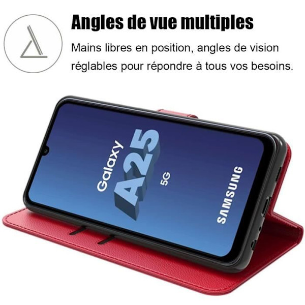 Skyddshölje - Samsung - Galaxy A25 5G - Syntetiskt Läder - Folio - Röd Röd