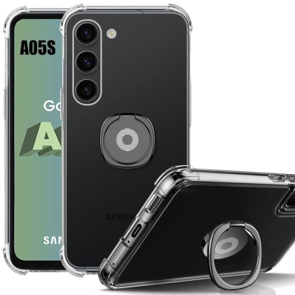 Skyddande skal - BOOLING - Samsung Galaxy A05s - Transparent - Svart - Förstärkta hörn Transparent, svart