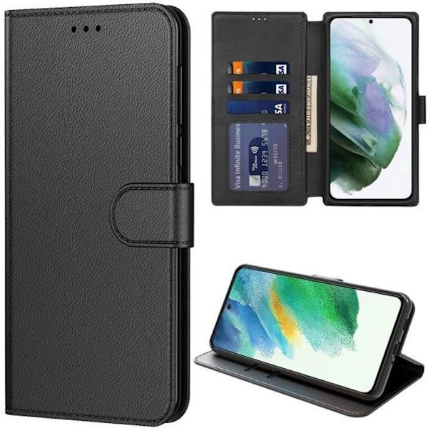 Skyddsfodral för Samsung Galaxy S21 FE - BOOLING - Svart - Syntetiskt läder - Anti-skrapa - Stötsäker Mjuk Svart