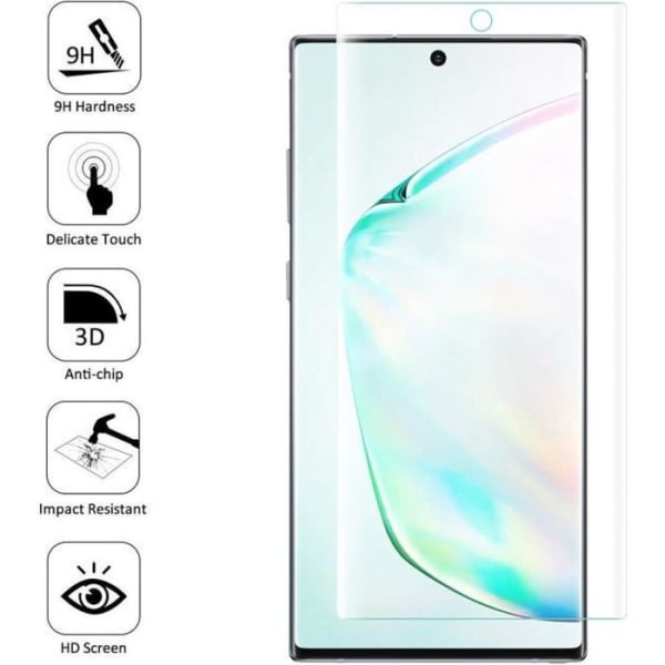 För Samsung Galaxy Note10+ Plus/ Note 10 Pro/ Note10+ 5G: 1 böjd kant, helskärmshärdat glasfilmbeständig - TRANSPARENT