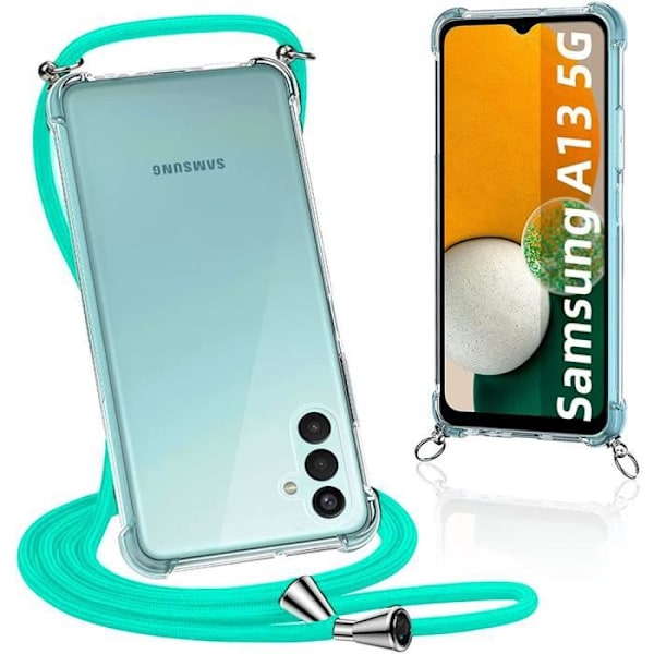 Coque - Samsung - A13 5G - Stötsäker - Mjuk - Grön Snörning Transparent-Grön
