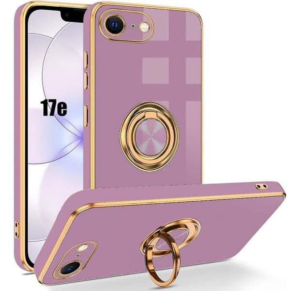 Siliconfodral - BOOLING - för iPhone 17e - Stötsäker Slim med Ring - Lila Violett