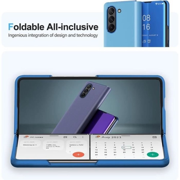 Etui til Samsung Galaxy Z Fold 5, Anti-Shock Mirror Effect Design Fuld beskyttelse Blå