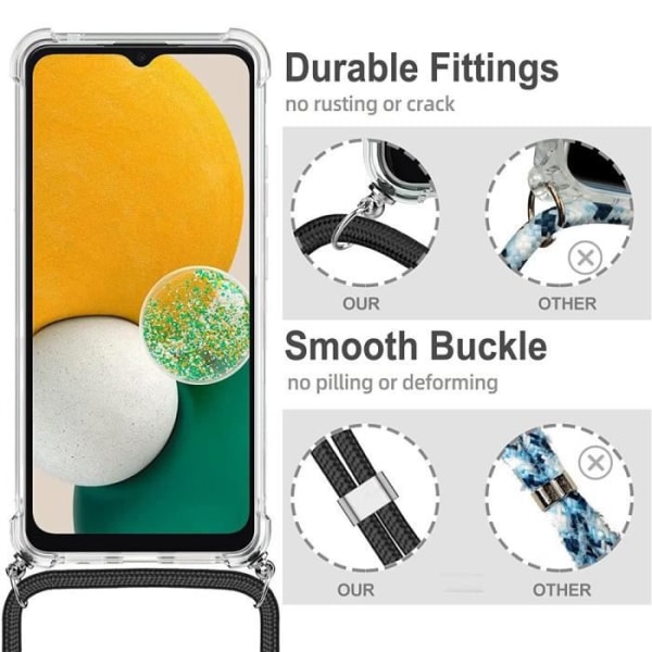 Sladdfodral för Samsung A13 5G (6,5") Stötsäkert förstärkt skydd + grönt dragsko