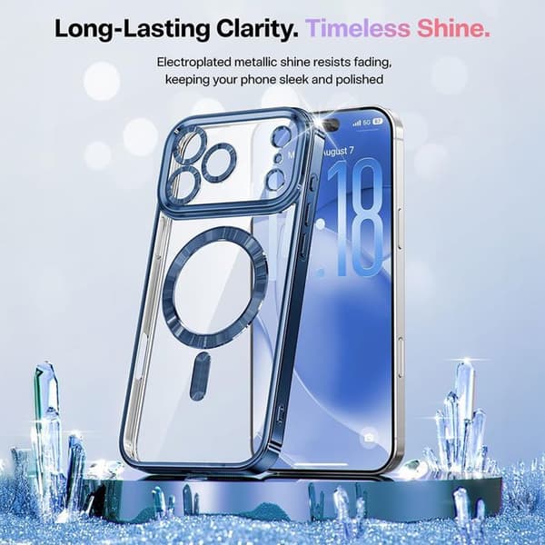 Chassi Stötsäker - BOOLING - för iPhone 17 Pro - Silikon med Magnetcirkel - Blå Glitter Blå