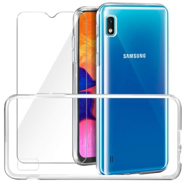 Etui til Samsung Galaxy A10 6.2" - Hærdet glas + gennemsigtigt silikone etui