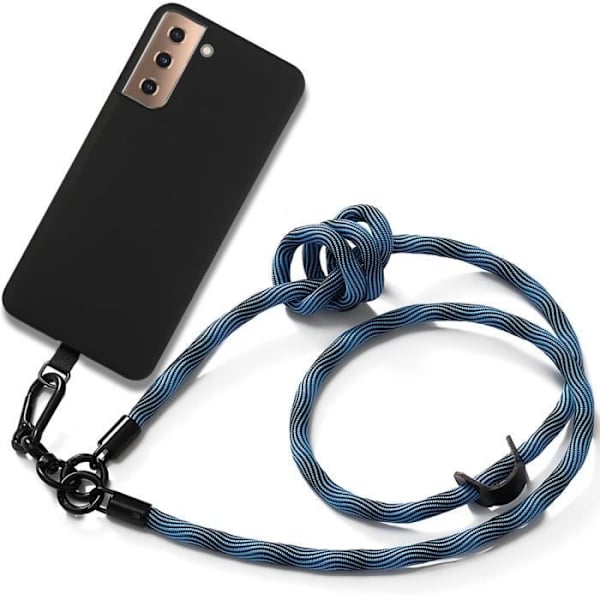 Lanyardfodral för Samsung Galaxy S21+ - S21 Plus Svart Stötsäkert Anti-Scratch med avtagbar Lanyard Blue Blå