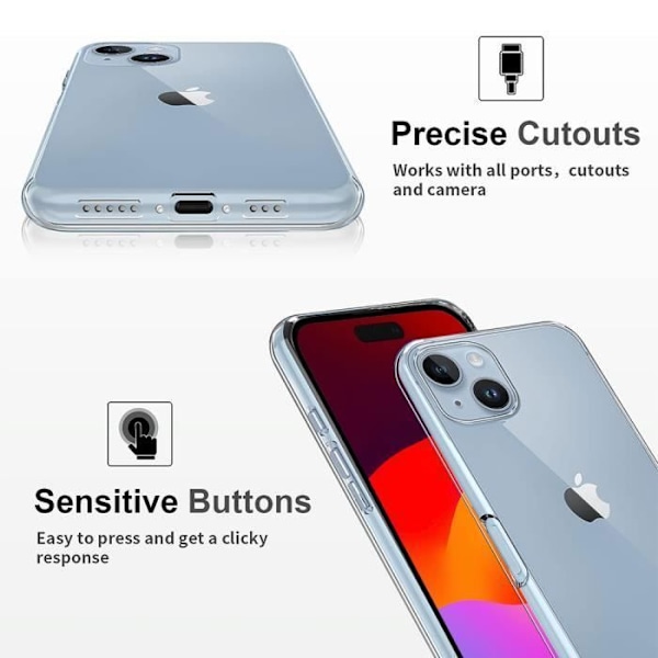 Skyddsskal - BOOLING - för iPhone 15 - Högmotståndssilikon - Mjuk - Transparent Transparent