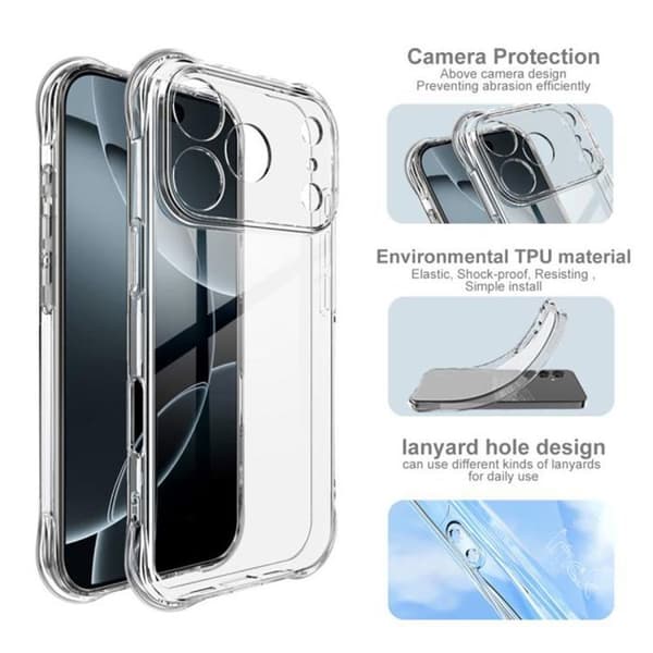 Skyddsskal - BOOLING - för iPhone 17 Pro Max - Stötsäker silikon - Transparent - Slim Transparent