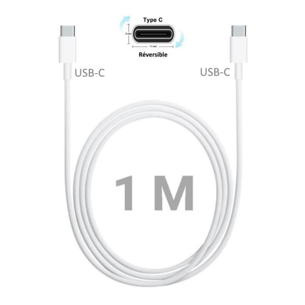 USB-C till USB-C-kabel - ACCE2S - Samsung Galaxy A50 - 100 cm - Vit - Snabbladdning Vit