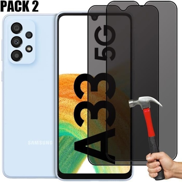 Skärmskydd - BOOLING - för Samsung Galaxy A33 5G - Härdat Glas 9H - Anti-Spion - 2-Pack Svart