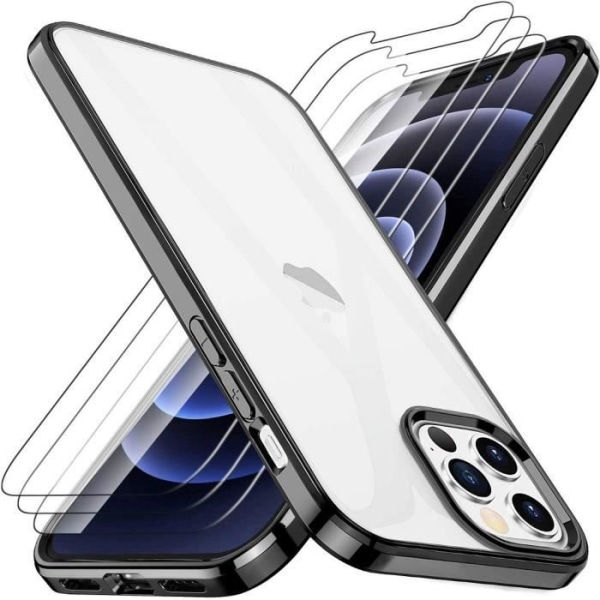 TPU-fodral för iPhone 13 Pro (6.1') Svart ram + 2 härdat glasskydd PROSHOP®