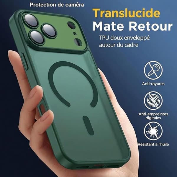 Skal + 2 Doppade Glas för iPhone 18 Pro Max, Stötsäker med Magnetring - Nattgrön Nattgrönt