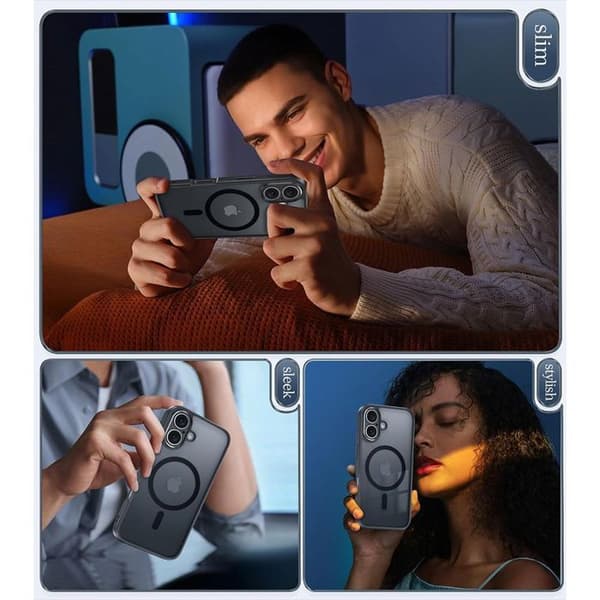Skyddsfodral - BOOLING - iPhone 16 - Magnetring - 2 Glas - Svart Svart